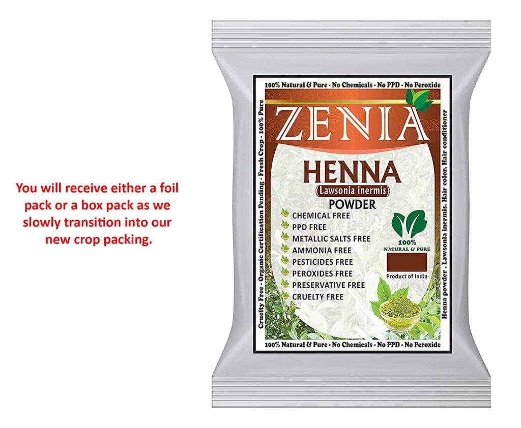 Zenia Pure Henna Powder chemical free natural hair dye