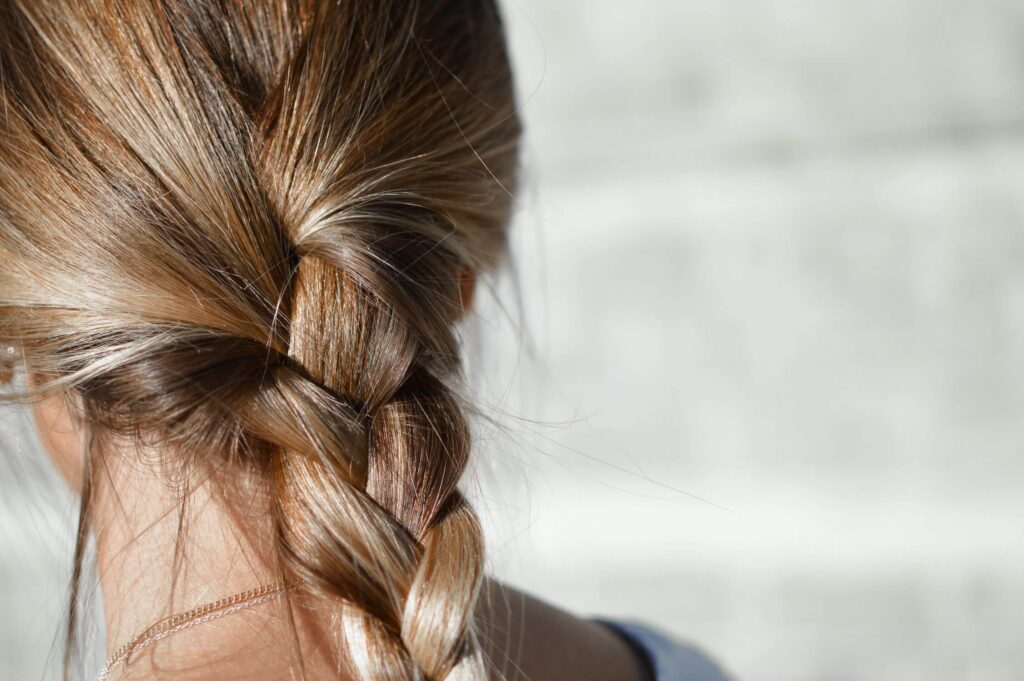 woman with blond braided hair