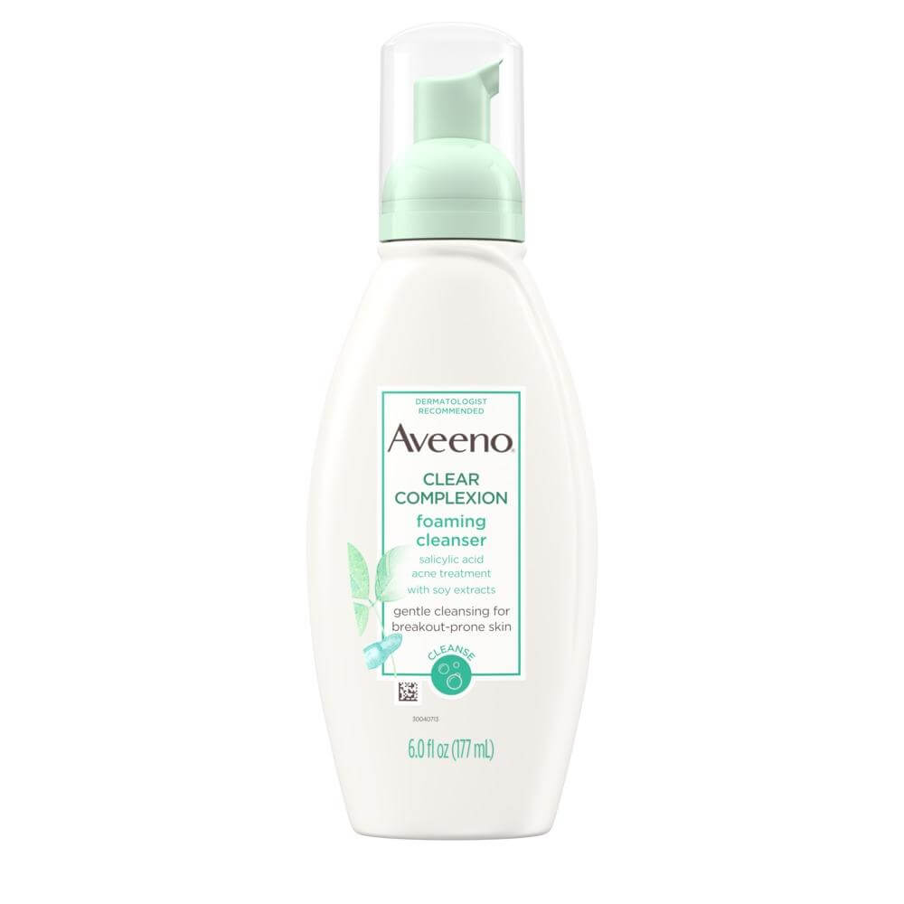 Aveeno Foaming Salicylic Acid Face Cleanser For Sensitive Skin acne face wash