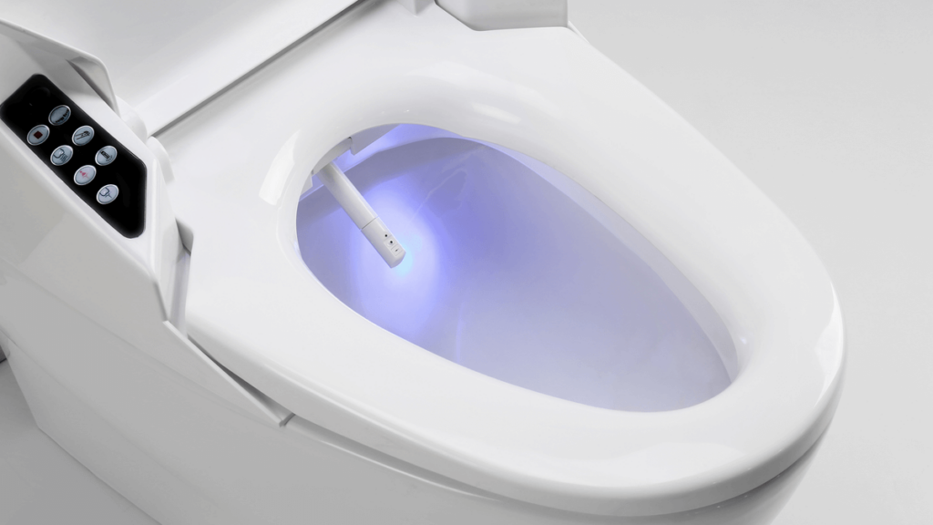 toilet with an automatic bidet installed