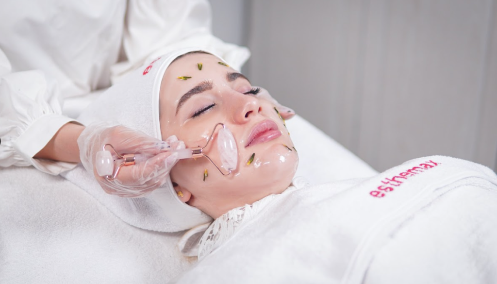 a woman undergoing facial massage
