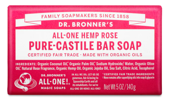 Dr. Bronner’s Pure Castile Bar Soap, Rose