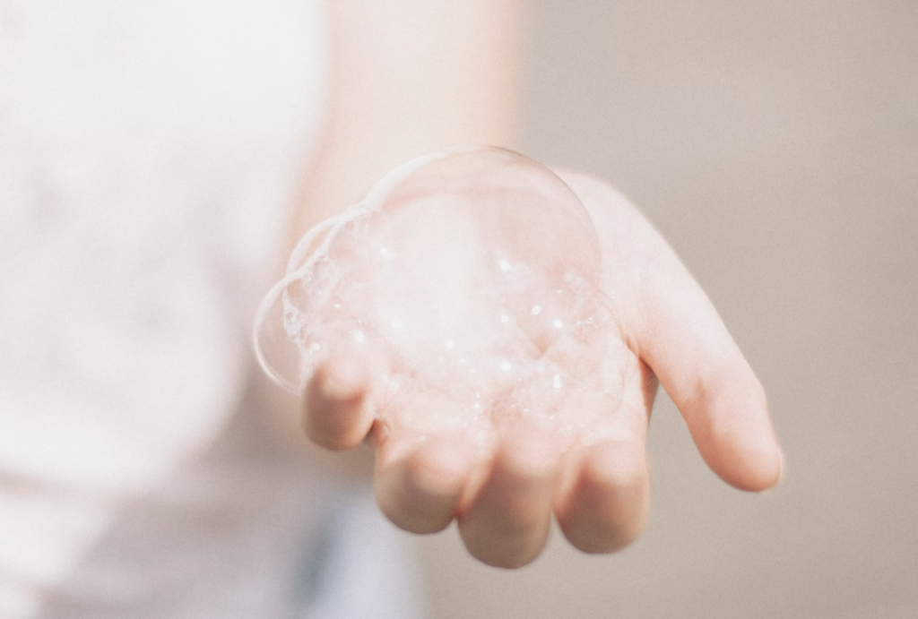 bubbles in a hand