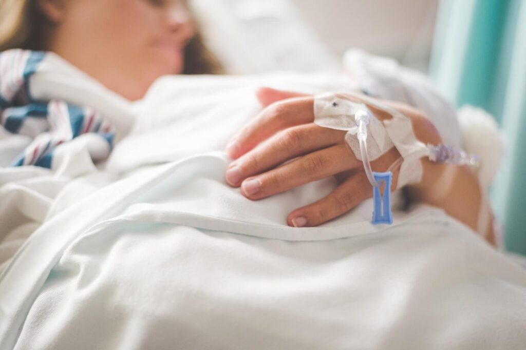 woman receiving an iron infusion